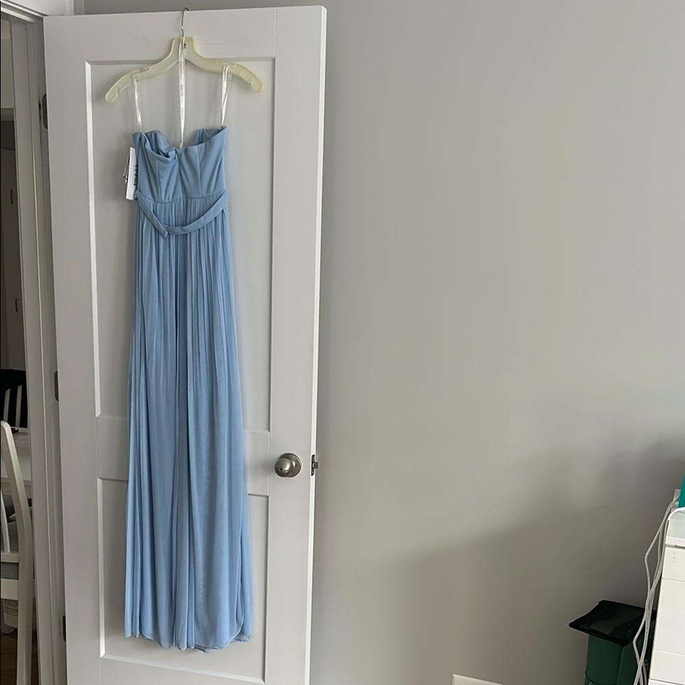 Elegant Ice Blue Strapless Gown - Picture 5 of 5